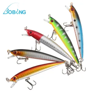 Bobing 5pcs/lot 9cm Fishing Lures Crankbaits 2x4Hooks Minnow Hard Baits Fishing Hooks Carp Fishing Tackle Box Accessory Tool