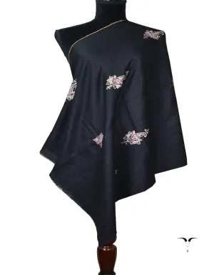 jet black Embroidery Pashmina Stole 7830