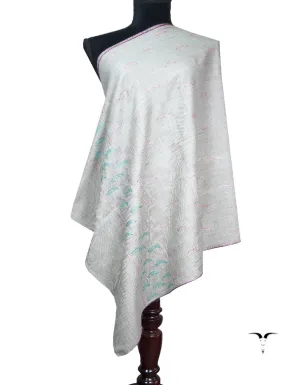 pearl greyish natural booti embroidery pashmina stole 8788