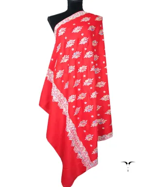 red tilla booti embroidery Pashmina shawl 8717